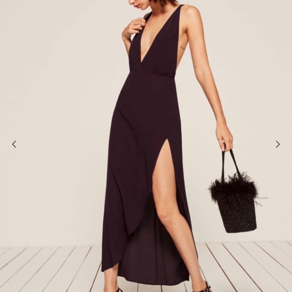 Reformation Romeo blackberry slit dress